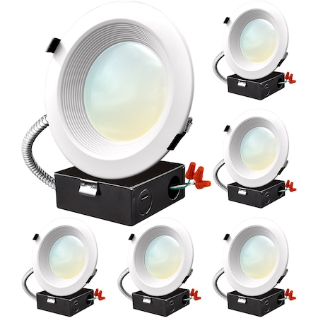 Luxrite 6 Inch Commercial LED Recessed Downlight 3 CCT Selectable 12/16/20W 1140/1520/1900LM Dimmable 6-Pack LR23951-6PK